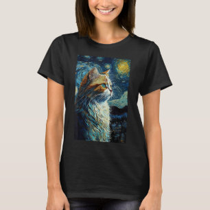 Kat Sterrennacht Van Gogh Style voor kattendekat T-shirt