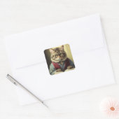 Kat sticker, boek liefhebber sticker, vierkante sticker (Envelop)