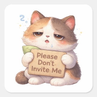 Kat sticker met 'Please Don't Invite Me'