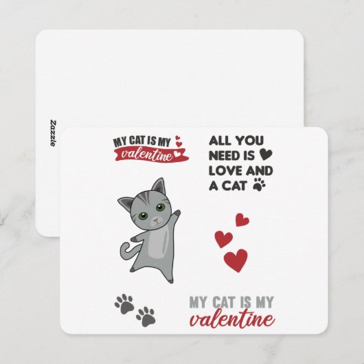 Kat Sticker Mijn katje instellen Mijn Valentijn Feestdagenkaart (Voorkant / Achterkant)