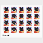 Kat Stickers Schattige Zwart Rozen Bloemen Creatio (Vel)