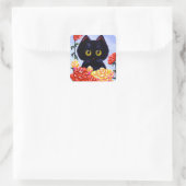 Kat Stickers Schattige Zwart Rozen Bloemen Creatio (Tas)
