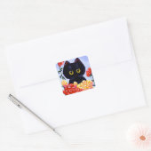 Kat Stickers Schattige Zwart Rozen Bloemen Creatio (Envelop)