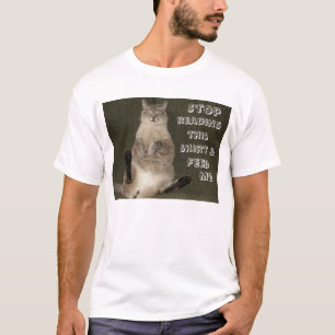 Kat "Stop met lezen Shirt & voer me" Volwassenen T