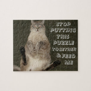 Kat "Stop Poetin Pozzle samen & voer me" Puzzle Legpuzzel