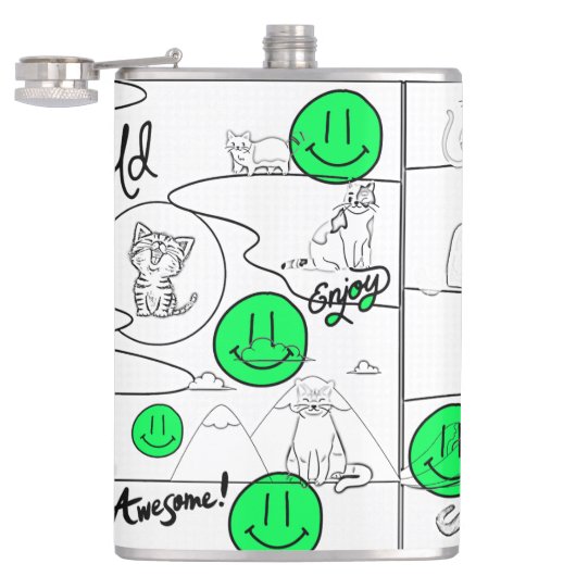 Kat-strand van Mikitiez meow Heupfles (Geopend)