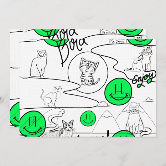 Kat-strand van Mikitiez meow Kaart (Voorkant / Achterkant)