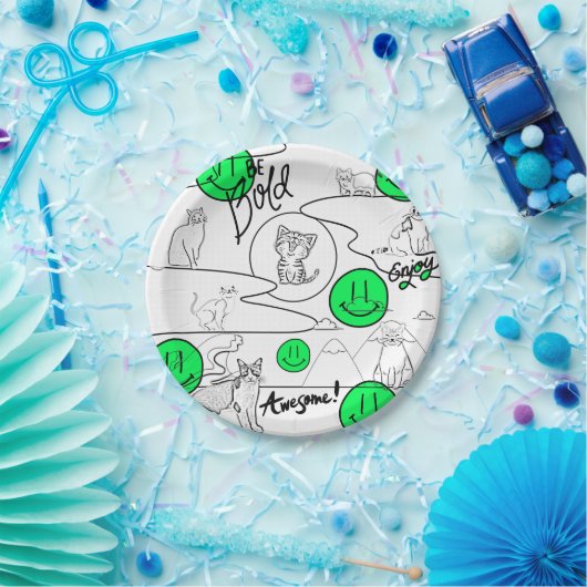 Kat-strand van Mikitiez meow Papieren Bordje (Feest)
