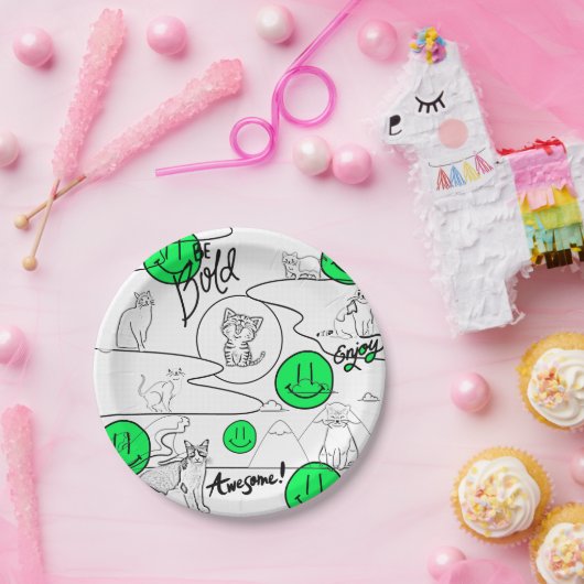 Kat-strand van Mikitiez meow Papieren Bordje (Feest)