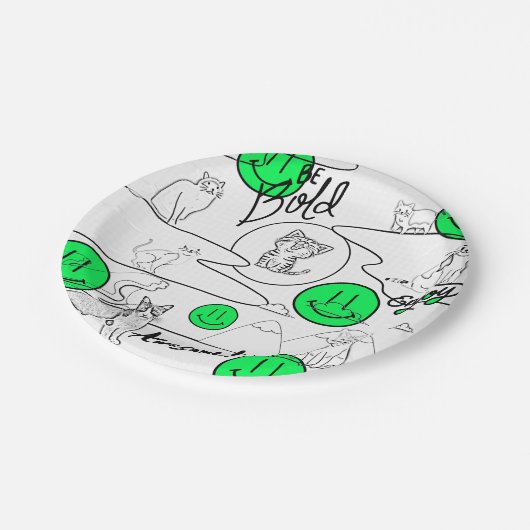 Kat-strand van Mikitiez meow Papieren Bordje (Gekanteld)