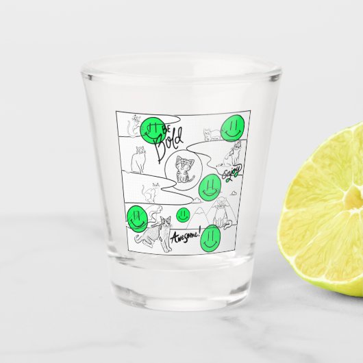 Kat-strand van Mikitiez meow Shot Glas (Voorkant)