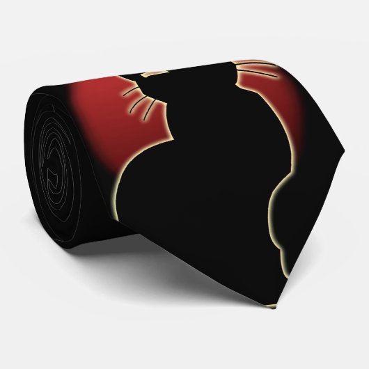 Kat Stropdassen Stijlvolle zwarte kat Stropdassen  (Opgerold)
