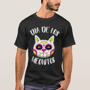 Kat Sugar Skull Dia de Los Meowtos Muertos Dag van T-shirt