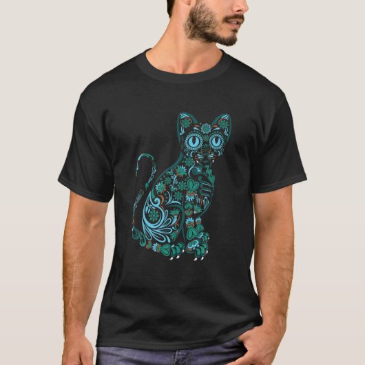 Kat Sugar Skull Earth Day Kitten Lover T-shirt (Voorkant)