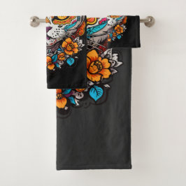 Kat Suiker Schedel Halloween, Dia de los Muertos Bad Handdoek