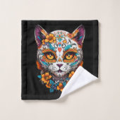 Kat Suiker Schedel Halloween, Dia de los Muertos Bad Handdoek (Wasdoekje)