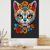 Kat Suiker Schedel Halloween, Dia de los Muertos Poster (Keuken)