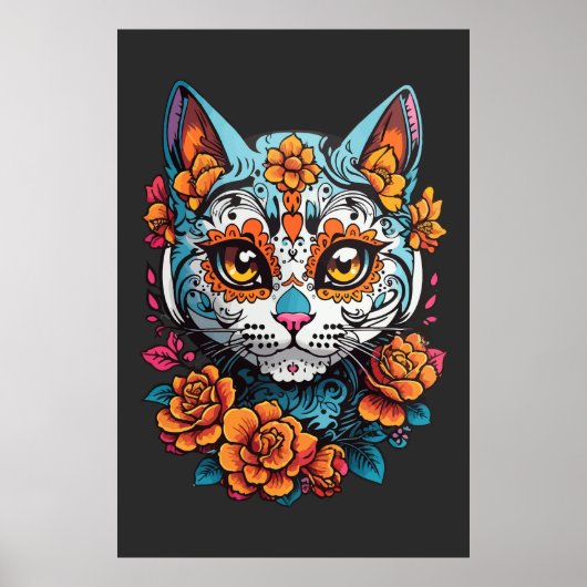 Kat Suiker Schedel Halloween, Dia de los Muertos Poster (Voorkant)