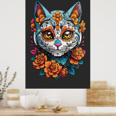 Kat Suiker Schedel Halloween, Dia de los Muertos Poster (Keuken)