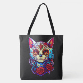 Kat Suiker Schedel Halloween, Dia de los Muertos Tote Bag