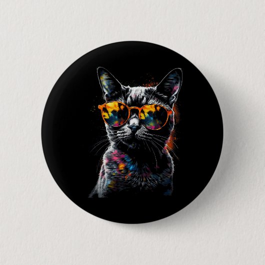 Kat Sungles - Huisdier Kunst Kat Ronde Button 5,7 Cm (Voorkant)