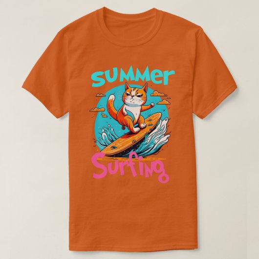 Kat Surfen Grappig T-shirt (Design voorkant)