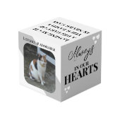 Kat Sympathie Keepsake Pet Memorial grijze foto Kubus (Achter hoekig)