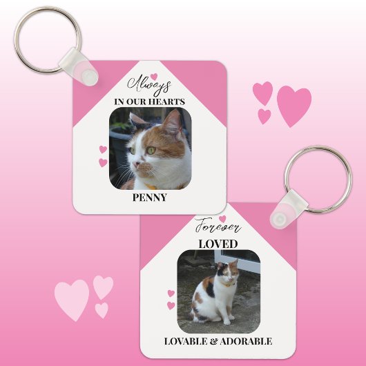 Kat Sympathie Keepsake Pet Memorial roze Sleutelhanger