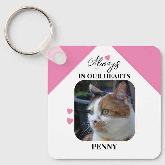 Kat Sympathie Keepsake Pet Memorial roze Sleutelhanger (Voorkant)