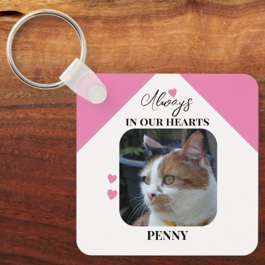 Kat Sympathie Keepsake Pet Memorial roze Sleutelhanger (Voorkant)