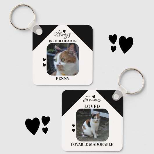 Kat Sympathie Keepsake Pet Memorial zwart Sleutelhanger