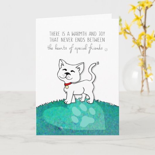 Kat Sympathiekaart - Het hart van speciale vriende Kaart (Gele Bloem)