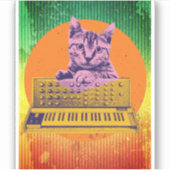Kat Synthesizer Muziek Producent  Sticker (Voorkant)