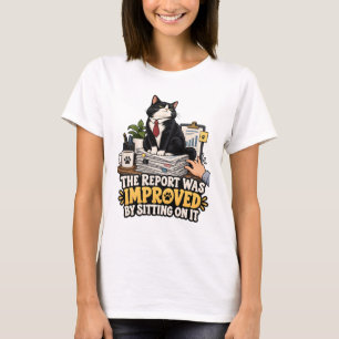 Kat T-shirt - Het rapport werd verbeterd door erop