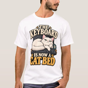 Kat T-shirt - Het toetsenbord is nu een kattenbed