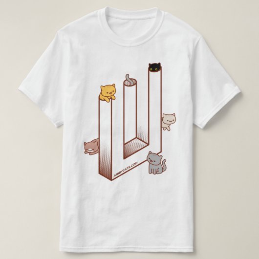 Kat T-shirt - Optische Illusie Onmogelijke Trident (Design voorkant)