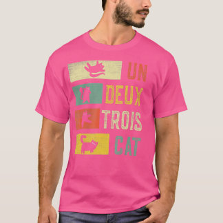  Kat t-shirt, Retro Un Deux Trois Cat Funny Cat T-shirt
