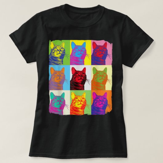 Kat T-shirt, Shirt met kat Lover, Pop Art Womens C (Design voorkant)