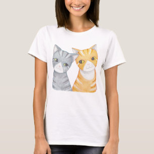 Kat T-shirt Sinaasappel Tabby Grijze tabletten T-s