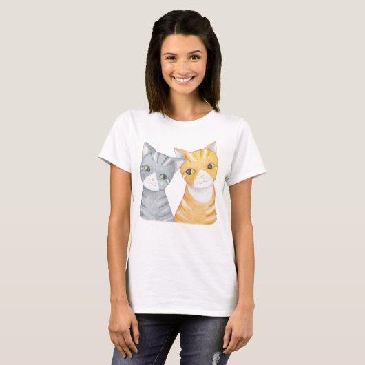 Kat T-shirt Sinaasappel Tabby Grijze tabletten T-s (Voorkant volledig)