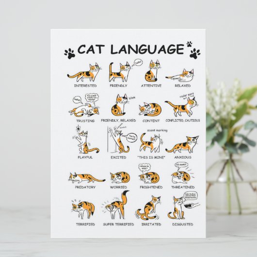 Kat-taal, grappige kat Kitten, liefdeskat-cadeauid Menu (Staand voorkant)