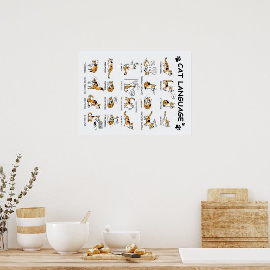 Kat-taal, grappige kat Kitten, liefdeskat-cadeauid Poster (Keuken)