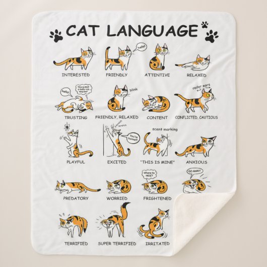 Kat-taal, grappige kat Kitten, liefdeskat-cadeauid Sherpa Deken (Voorkant)