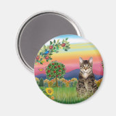 Kat (Tabby1) - Helder land Magneet (Voorkant / Achterkant)