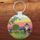 Kat (Tabby1) - Helder Land Sleutelhanger (Voorkant)