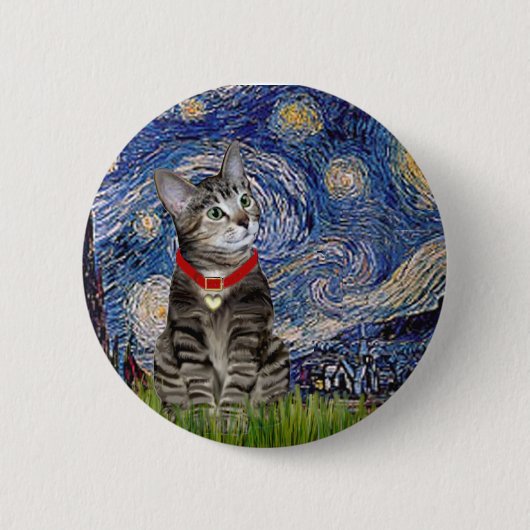 KAT (Tabby2) - Sterrennacht Ronde Button 5,7 Cm (Voorkant)