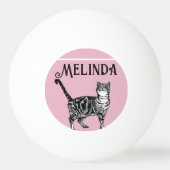 Kat Tabby Pastel Katten Kinder Meisjes Lichtroze Pingpongbal (Voorkant)