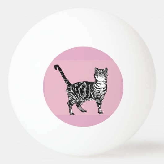 Kat Tabby Pastel Katten Kinder Meisjes Lichtroze Pingpongbal (Achterkant)
