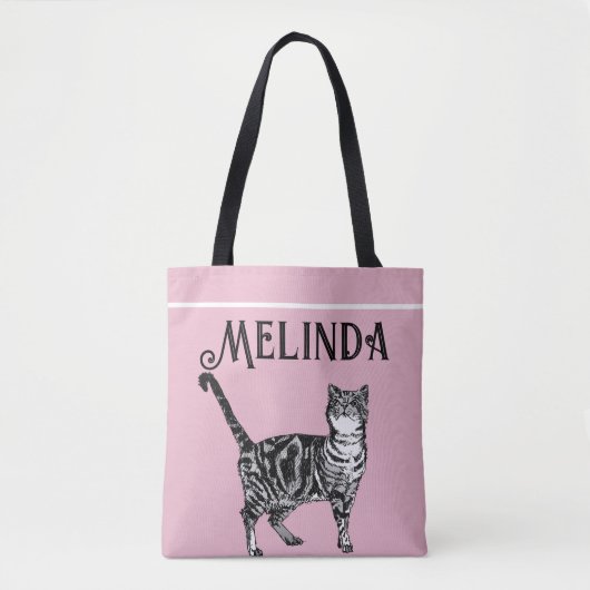 Kat Tabby Pastel Katten Kinder Meisjes Lichtroze Tote Bag (Voorkant)