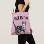 Kat Tabby Pastel Katten Kinder Meisjes Lichtroze Tote Bag (Dichtbij)